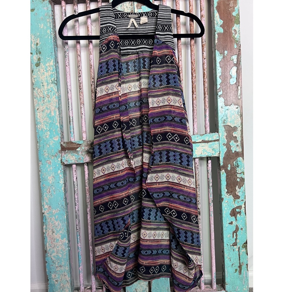 Aztec Print Tank Kimono
